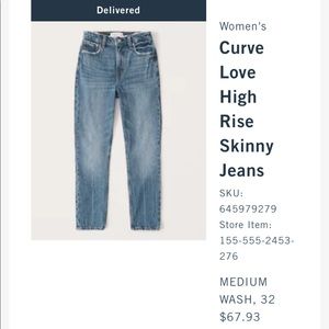 Abercrombie high rise jeans (size 32)